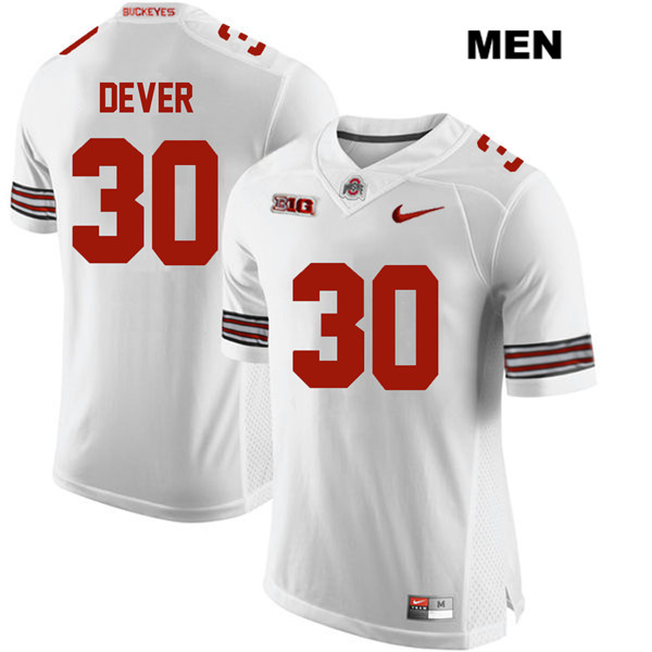 Ohio State Buckeyes Men's Kevin Dever #30 White Authentic Nike College NCAA Stitched Football Jersey DQ19F18DW